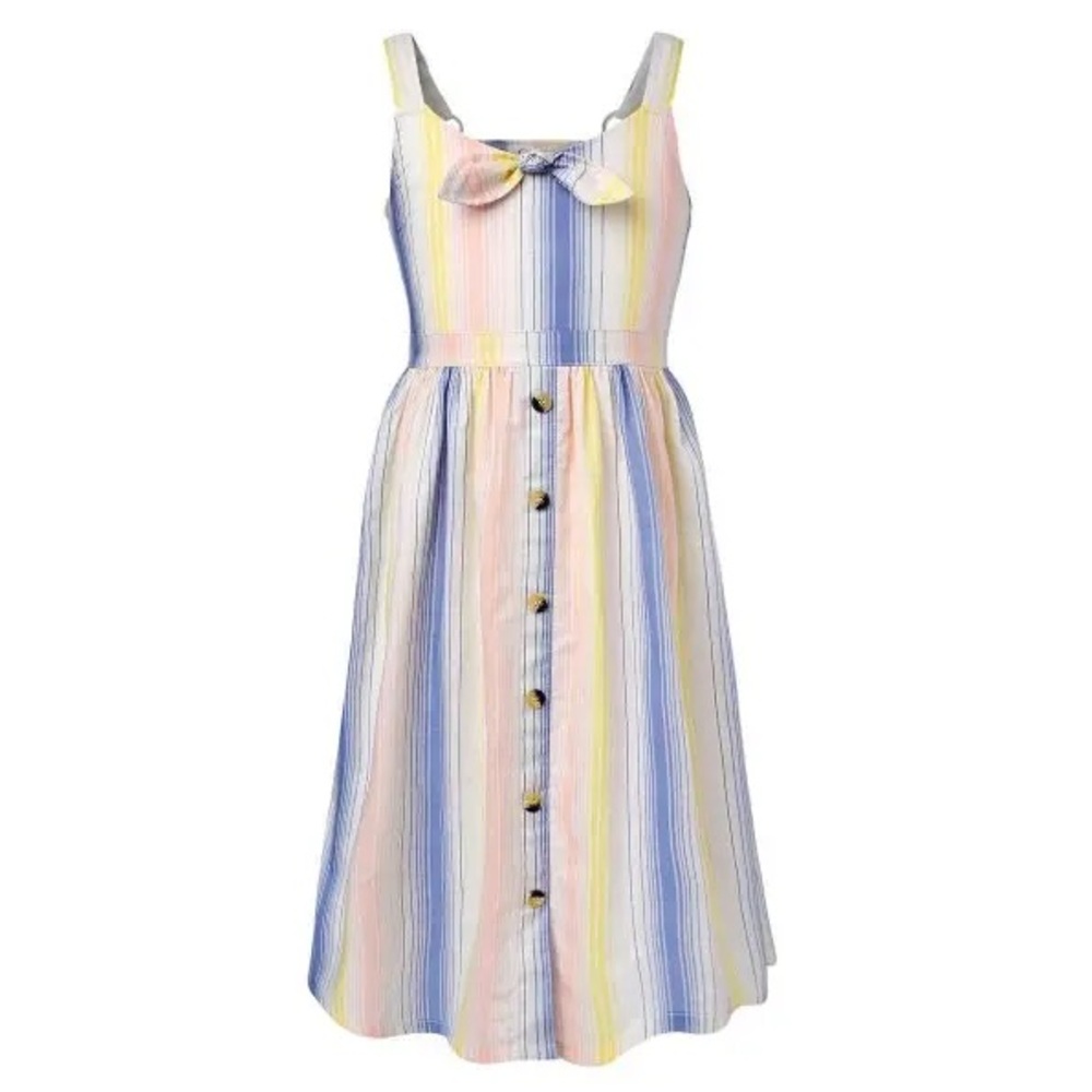 Jessica Simpson Girls' Mid length Stretch Fit Dress, Multi Stripe Medium 10/12